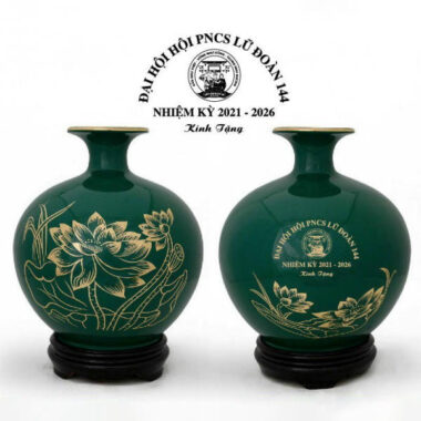 Bình hút tài lộc Bát Tràng in logo Lữ đoàn 144