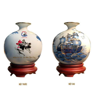 Bình hút tài lộc Bát Tràng in logo Thăng Long