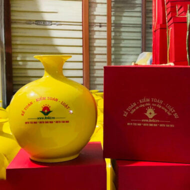 Bình Hút Tài lộc Bát Tràng In Logo Theo Yêu Cầu