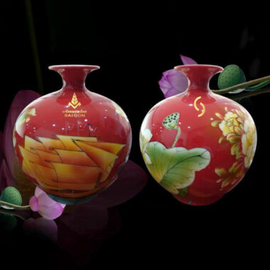 Bình hút tài lộc Bát Tràng in logo Vinataba