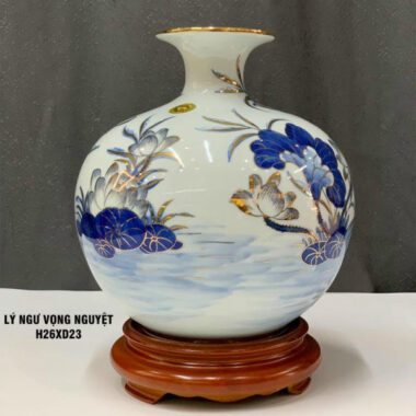 Bình Hút Tài lộc Bát Tràng Lý ngư vọng nguyệt