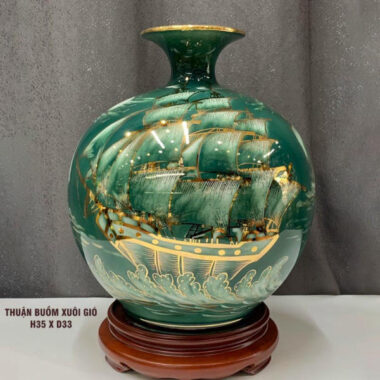Bình hút tài lộc Bát Tràng ngọc xanh