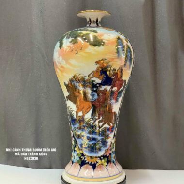 Bình hút tài lộc Bát Tràng nhị cảnh thuận buồm xuôi gió