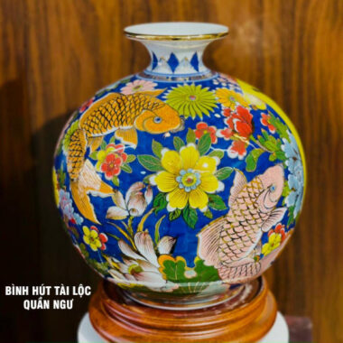 Bình Hút Tài lộc Bát Tràng Quần Ngư