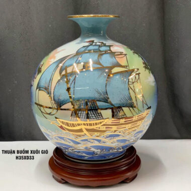 Bình Hút Tài lộc Bát Tràng Thuận buồm xuôi gió D33