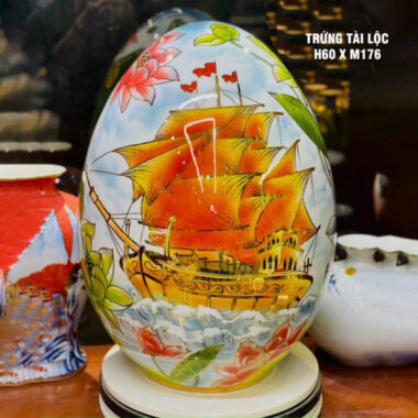 Bình hút tài lộc Bát Tràng Trứng tài lộc Bát Tràng