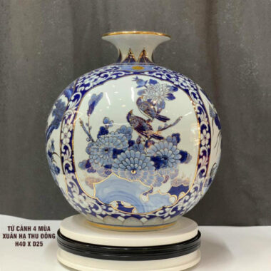 Bình hút tài lộc Bát Tràng tứ cảnh 4 mùa