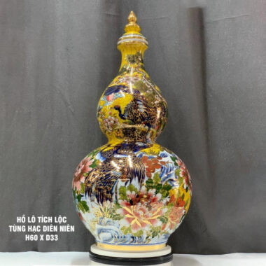 Bình hút tài lộc Bát Tràng Tùng hạc diên niên