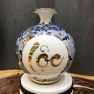 Bình Hút Tài lộc Bát Tràng Vẽ Vàng Chữ Lộc