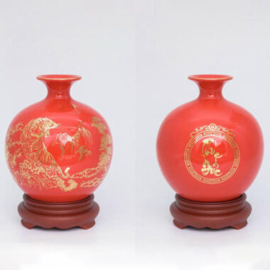 Bình Hút Tài lộc Bát Tràng Vẽ Vàng Mãnh Hổ Thượng Sơn Vẽ Theo Yêu cầu