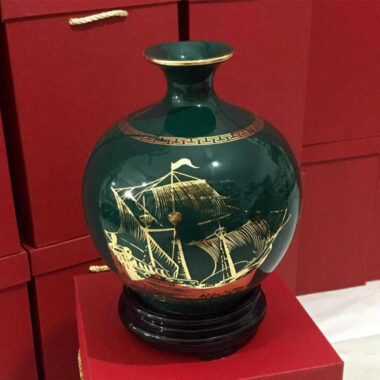 Bình Hút Tài lộc Bát Tràng Vẽ Vàng Thuân Buồm