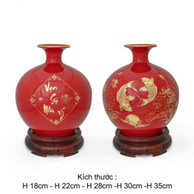 Bình Hút Tài lộc Bát Tràng Vẽ Vàng Vạn Sự Như Ý