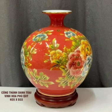 Bình hút tài lộc Bát Tràng Vinh hoa phú quý