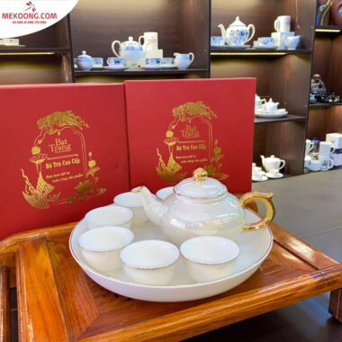 Bộ ấm trà bát tràng bộc đồng _4664