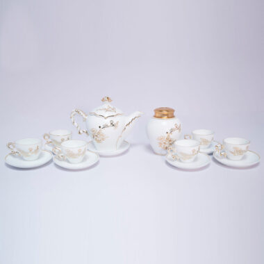 Bộ ấm trà Hồng Hoa Sen men Bạch Ngọc