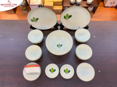 Bộ đồ ăn bát tràng họa tiết 3 lá_4778