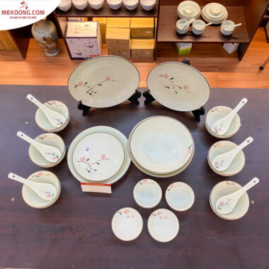 Bộ đồ ăn bát tràng họa tiết hoa đào_4882