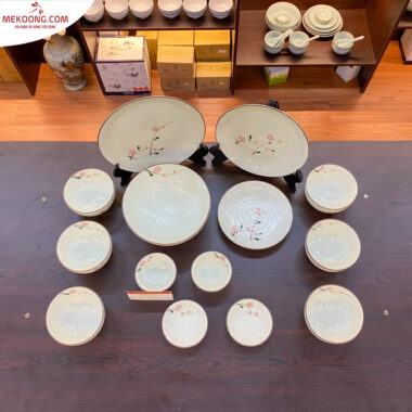 Bộ đồ ăn bát tràng họa tiết hoa đào_4919