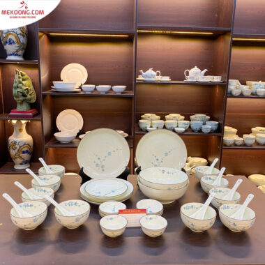 Bộ đồ ăn bát tràng họa tiết hoa mai xanh_4764