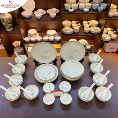 Bộ đồ ăn bát tràng họa tiết hoa mai xanh_4767