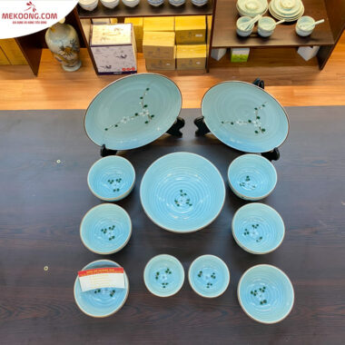 Bộ đồ ăn bát tràng họa tiết hoa trắng_4797