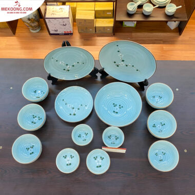 Bộ đồ ăn bát tràng họa tiết hoa trắng_4945