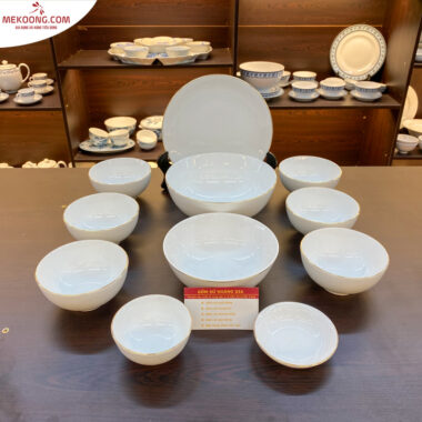 Bộ đồ ăn bát tràng trơn không họa tiết_4980