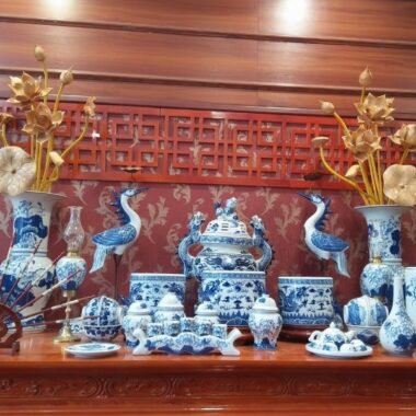 Bộ đồ thờ men lam cổ mã HG243