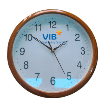 Đồng hồ treo tường gỗ đà kim rỗng in logo VIB DHILGMEK4