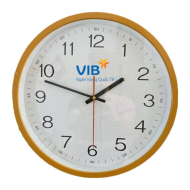 Đồng hồ treo tường màu đà in logo VIB