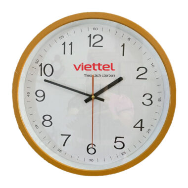 Đồng hồ treo tường màu đà in logo Viettel