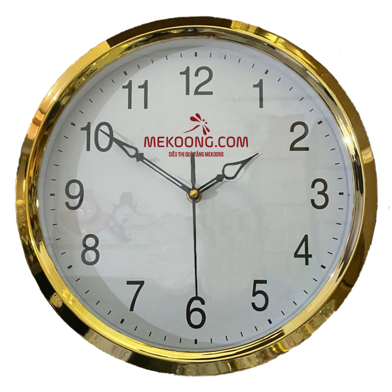 Đồng hồ treo tường màu vàng kim kiểu 1 in logo Mekoong