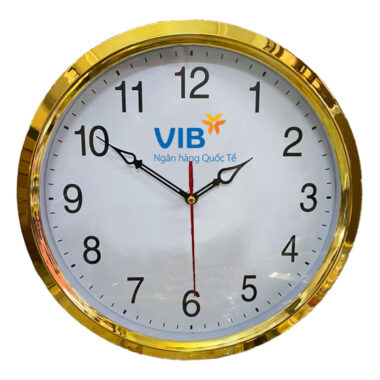 Đồng hồ treo tường màu vàng kim kiểu 2 in logo VIB
