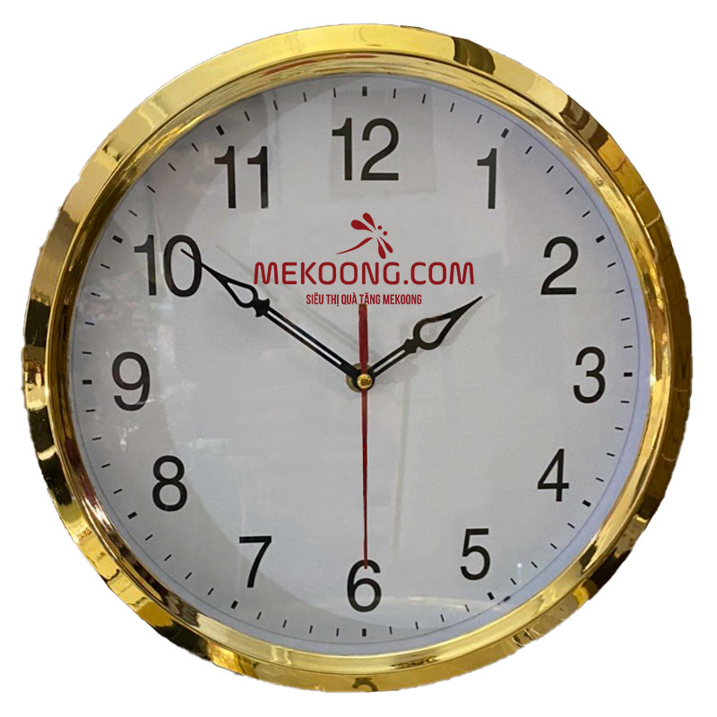 Đồng hồ treo tường màu vàng kim kiểu 3 in logo Mekoong