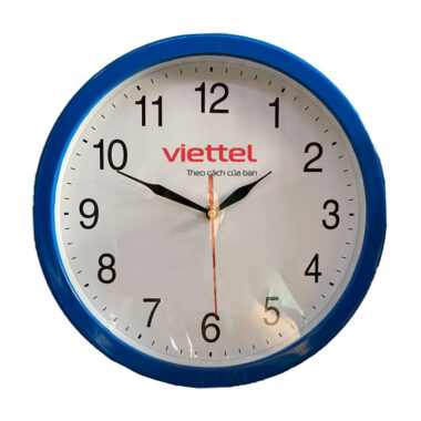 Đồng hồ treo tường màu xanh dương in logo Viettel