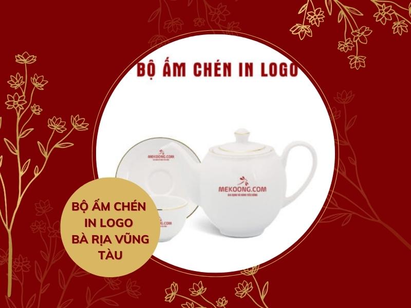 Bộ ấm chén in logo Bà Rịa Vũng Tàu