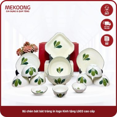 Bộ chén bát bát tràng in logo Kính tặng LG03