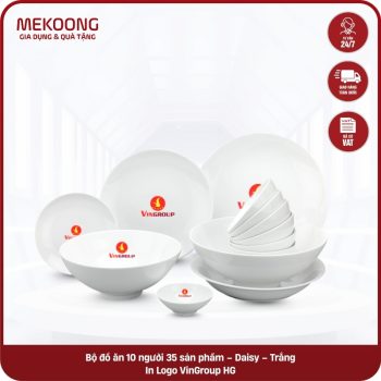 Bộ đồ ăn 10 người 35 sản phẩm – Daisy – Trắng In Logo VinGroup HG