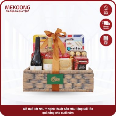 Giỏ Quà Tết Như Ý Nghệ Thuật Sắc Màu Tặng Đối Tác quà tặng cho cuối năm