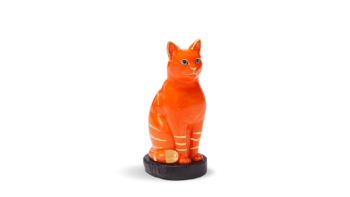 Mèo Đại Cát 17.4 cm – Cam – Trang trí vàng