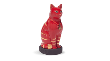 Mèo Đại Cát 23.9 cm – Đỏ – Trang trí vàng