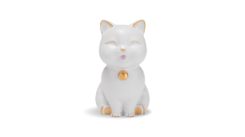 Mèo Vạn Phúc 9.5 cm – Trắng – Trang trí vàng