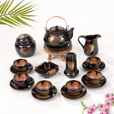 Ấm chén Bát Tràng Men Hỏa Biến g35