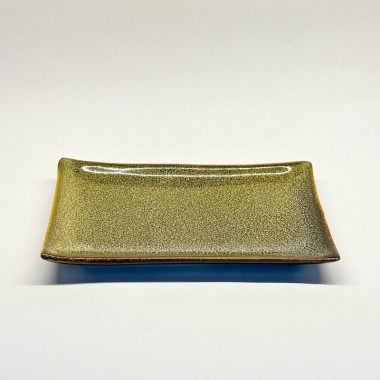 Đĩa chữ nhật nhà hàng gốm bát tràng men hỏa biến nâu đất-097