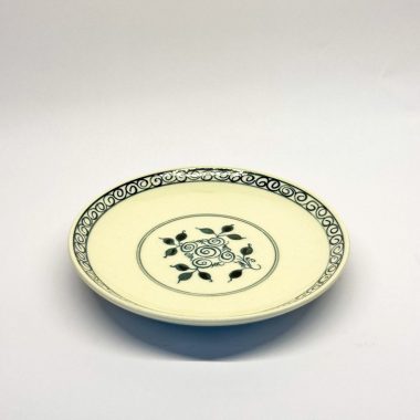 Đĩa nhà hàng gốm bát tràng họa tiết viền xanh-108