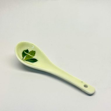 Muỗng nhà hàng gốm bát tràng họa tiết 3 lá-171