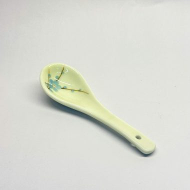 Muỗng nhà hàng gốm bát tràng họa tiết hoa mai xanh-164