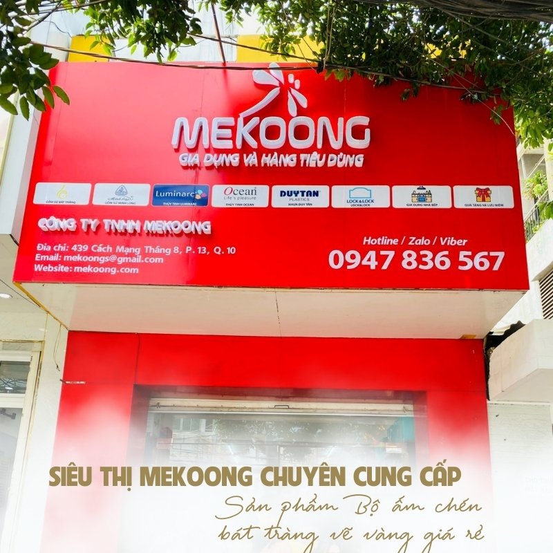 Siêu thị mekoong chuyên cung cấp sản phẩm Bộ ấm chén bát tràng vẽ vàng giá rẻ