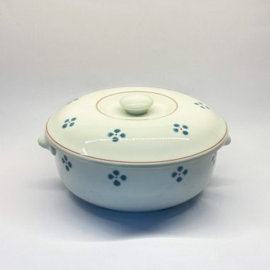 Tô có nắp nhà hàng gốm bát tràng họa tiết hoa xanh 4 cánh-151