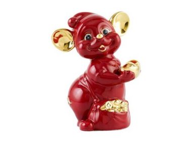 Quà Khai trương Chuột quý 24 cm – Màu Đỏ – Trang trí vàng 24K tặng sếp